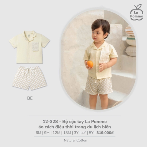(6M-4Y) LP G20 - Bộ cộc tay La Pomme áo cách điệu thời trang du lịch biển - Be
