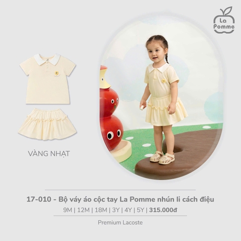 (9M-4Y) LP - Bộ váy áo cộc tay La Pomme nhún li cách điệu - Vàng nhạt