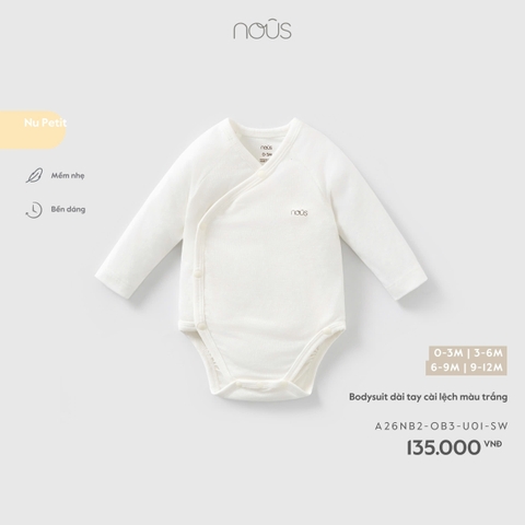 (0M-9M) NOUS - Bodysuit dài tay cài lệch màu trắng - 6-9M