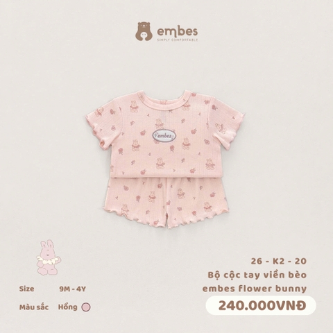 (9M-3Y) EMBES - Bộ cộc tay viền bèo embes flower bunny - 26-K2-20