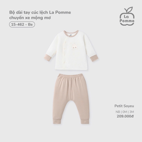 (NB-3M) LP - Bộ dài tay cúc lệch La Pomme chuyến xe mộng mơ - Be