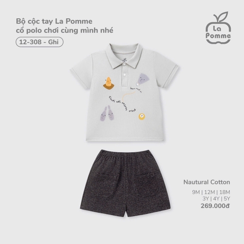 (9M-4Y) LP - Bộ cộc tay La Pomme cổ polo chơi cùng mình nhé - Ghi