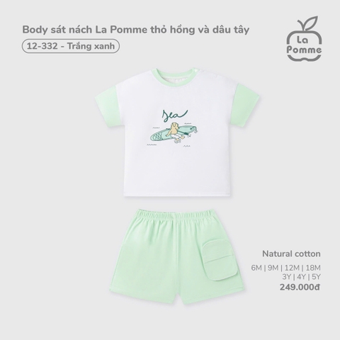 (6M-4Y) LP - Bộ cộc tay La Pomme túi hộp khỏe khoắn - Trắng Xanh