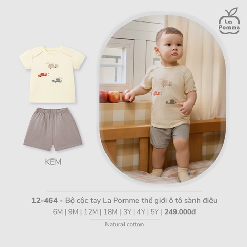 (6M-4Y) LP - Bộ cộc tay La Pomme thế giới ô tô sành điệu - Kem