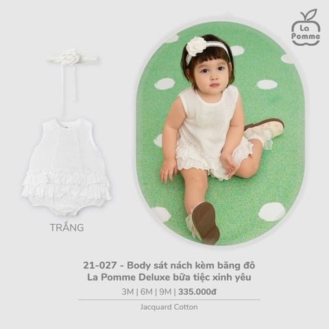 (3M-9M) LP - Body sát nách kèm băng đô La Pomme Deluxe bữa tiệc xinh yêu - Trắng