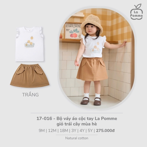 (9M-4Y) LP - Bộ váy áo cộc tay La Pomme giỏ trái cây mùa hè - Trắng
