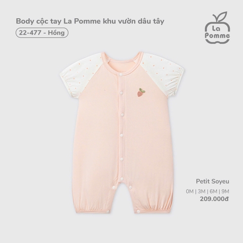(0M-9M) LP - Body cộc tay La Pomme khu vườn dâu tây - Hồng