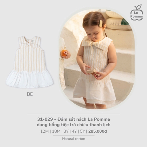 (12M-4Y) LP - Đầm sát nách La Pomme dáng bồng tiệc trà chiều thanh lịch - Be