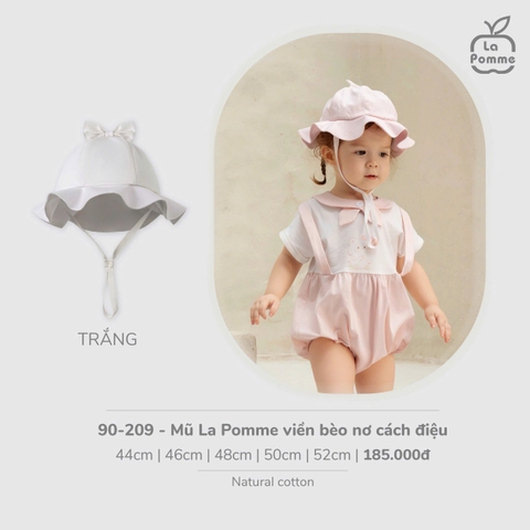 (44CM-52CM) LP - Mũ La Pomme viền bèo nơ cách điệu - Trắng