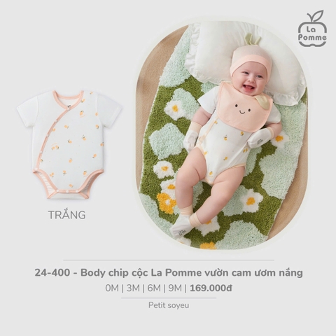 (0M-9M) LP - Body chip cộc La Pomme vườn cam ươm nắng - Trắng
