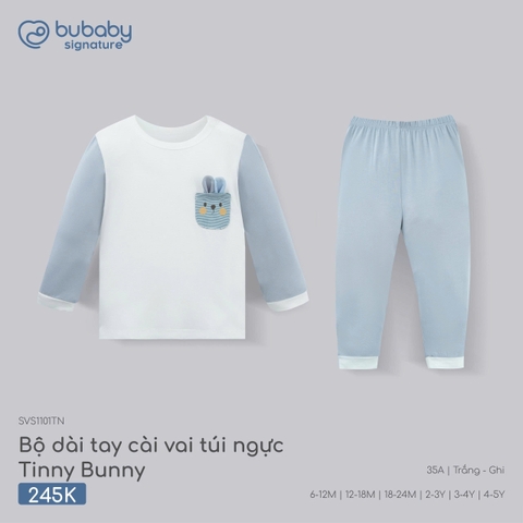 (6M-4Y) BU - Bộ dài tay cài vai Túi ngực Bunny - SVS1101TN