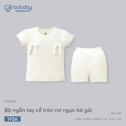 (6M-4Y) BU - Bộ ngắn tay cổ tròn bé gái - SVS1304BG