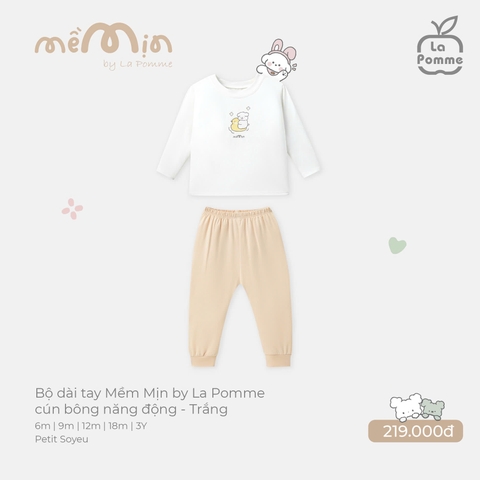 (6M-2Y) LP - Bộ dài tay Mềm Mịn by La Pomme cún bông năng động - Trắng