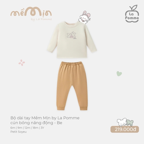 (6M-2Y) LP - Bộ dài tay Mềm Mịn by La Pomme cún bông năng động - Be