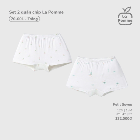 (12M-4Y) LP - Set 2 quần chip La Pomme (Mềm Mịn) - Trắng