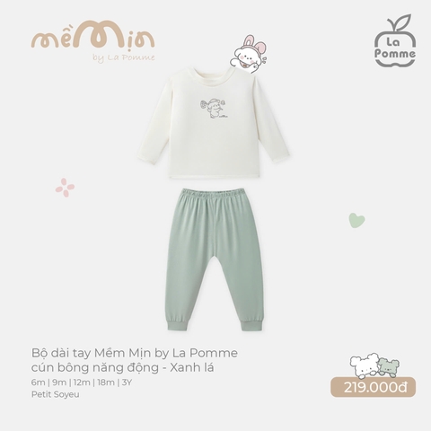 (6M-2Y) LP - Bộ dài tay Mềm Mịn by La Pomme cún bông năng động - Xanh lá