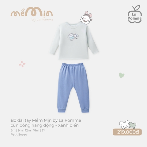 (6M-2Y) LP - Bộ dài tay Mềm Mịn by La Pomme cún bông năng động - Xanh biển