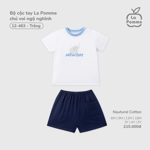 (6M-4Y) LP - Bộ cộc tay La Pomme chú voi ngộ nghĩnh - Trắng