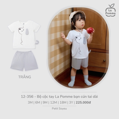(9M-4Y) LP - Bộ cộc tay La Pomme bạn cún tai dài - Trắng