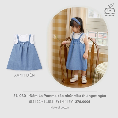 (9M-4Y) LP - Đầm La Pomme bèo nhún tiểu thư ngọt ngào - Xanh biển