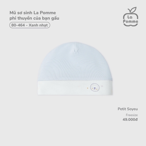 (FS) LP - Mũ sơ sinh La Pomme phi thuyền của bạn gấu - Xanh nhạt
