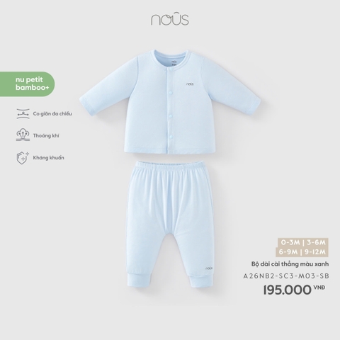 (0M-9M) NOUS - Bộ dài cài thẳng màu xanh - 3-6M