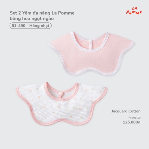 (FS) LP - Set 2 Yếm đa năng La Pomme bông hoa ngọt ngào - Hồng (nhạt)