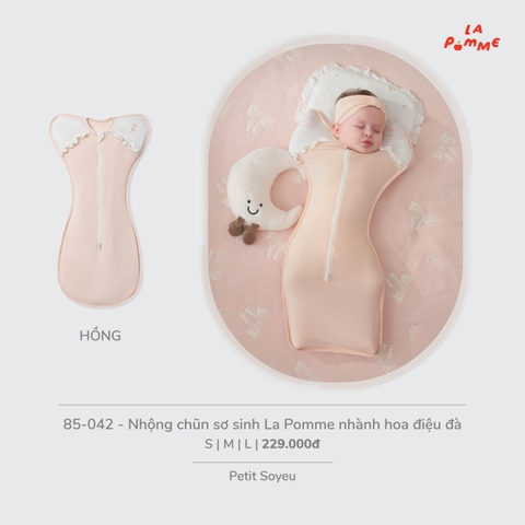 (SML) LP - Nhộng chũn sơ sinh La Pomme nhành hoa điệu đà - Hồng