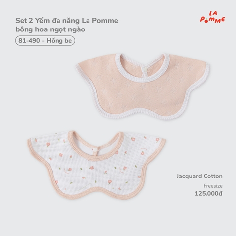 (FS) LP - Set 2 Yếm đa năng La Pomme bông hoa ngọt ngào - Hồng (Be)