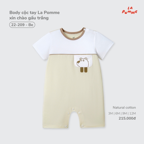 (3M-12M) LP - Body cộc tay La Pomme xin chào gấu trắng - Be