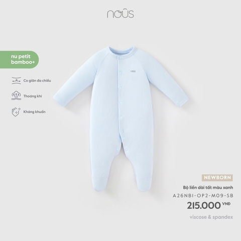 (Newborn) NOUS - Bộ liền dài tất màu xanh - FS