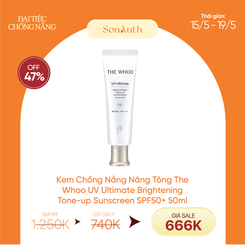 The Whoo UV Ultimate Brightening Tone-up Sunscreen SPF50+ 50ml