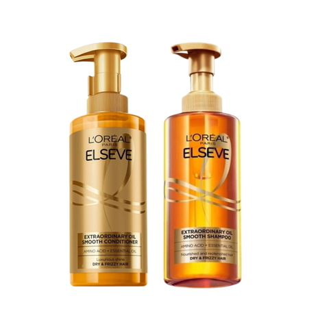 Bộ Gội Xả L'Oreal Paris Extraordinary Oil Smooth Silicone-Free 400ml