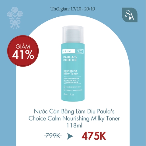 Nước Cân Bằng Làm Dịu Paula's Choice Calm Nourishing Milky Toner 118ml