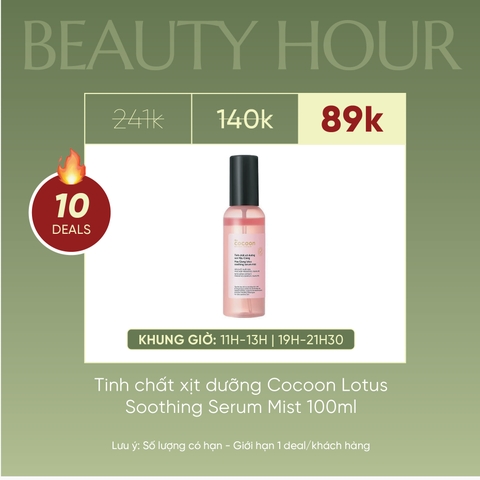Tinh Chất Xịt Dưỡng Sen Hậu Giang Cocoon Lotus Soothing Serum Mist 100ml