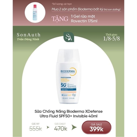 Kem Chống Nắng Không Màu Bioderma XDefense Ultra Fluid SPF50+ Invisible 40ml
