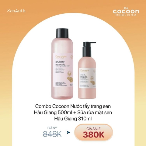COMBO COCOON CT7-1 Sữa Rửa Mặt Sen 310ml + Nước Tẩy Trang Sen 500ml
