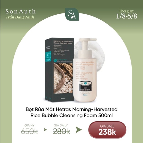 Bọt Rửa Mặt Hetras Morning-Harvested Rice Bubble Cleansing Foam 500ml