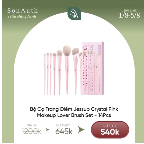 Bộ Cọ Trang Điểm Jessup Crystal Pink Makeup Lover Brush Set