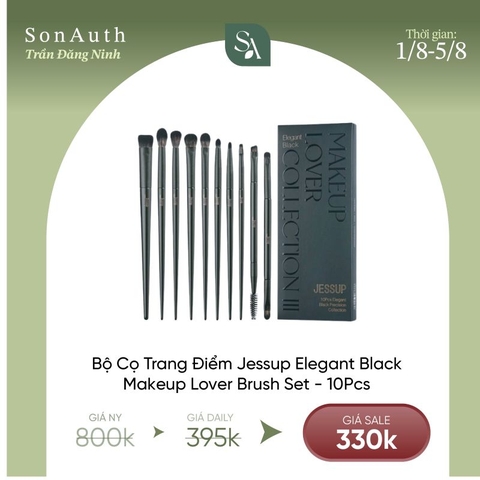 Bộ Cọ Trang Điểm Jessup Elegant Black Makeup Lover Brush Set