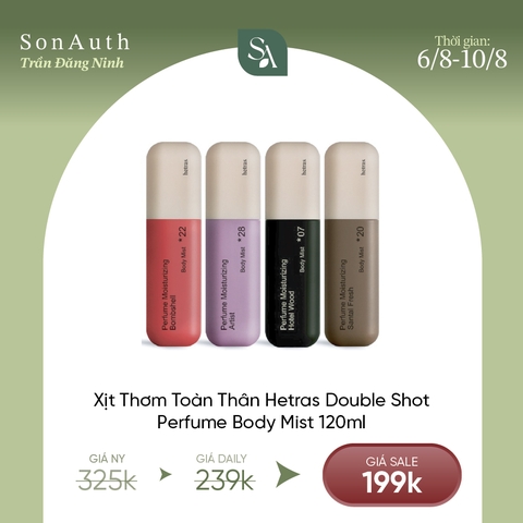 Xịt Thơm Dưỡng Da Và Lưu Hương Hetras Double Shot Perfume Body Mist 120ml