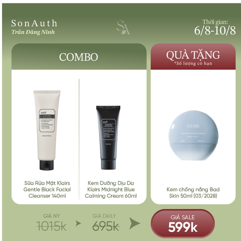 Combo KT-12| Combo Dear, Klairs Tặng Badskin