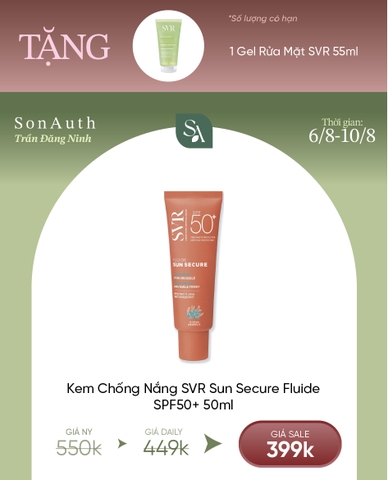 Kem Chống Nắng SVR Sun Secure Fluide SPF50+ Trong Suốt Không Nhờn Dính 50ml