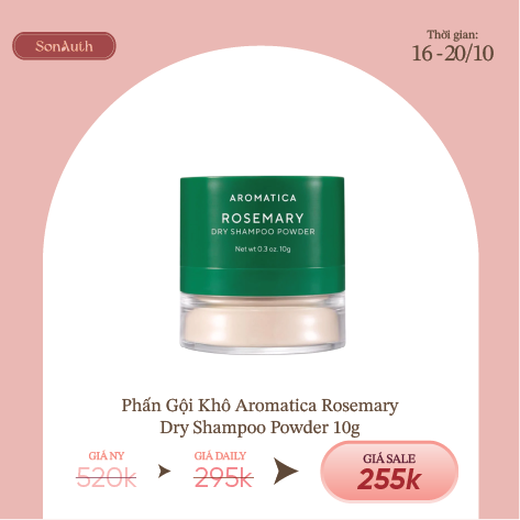 Bột Gội Khô Kiềm Dầu Aromatica Rosemary Dry Shampoo Powder 10g