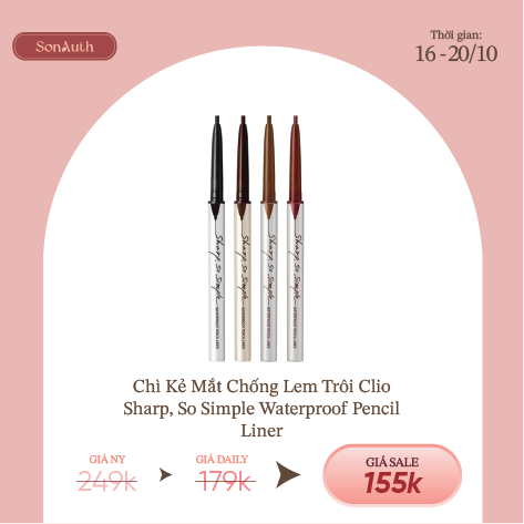 Chì Kẻ Mắt Clio Sharp, So Simple Waterproof Pencil Liner