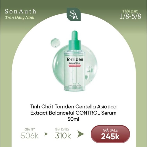 Tinh Chất Làm Dịu, Kiểm Soát Dầu Torriden Centella Asiatica Extract Balanceful Control Serum 50ml