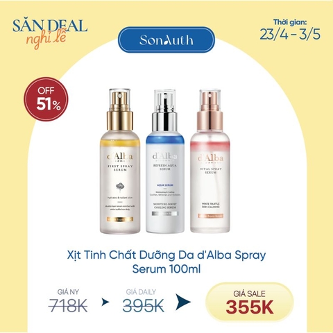 Xịt Tinh Chất Dưỡng Da d'Alba Refresh Aqua Serum 100ml