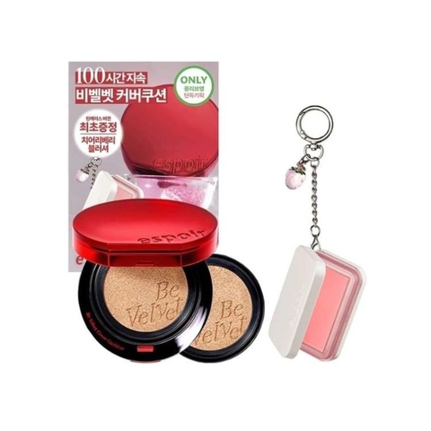 Set Phấn Nước Espoir Be Velvet Cover Cushion Set (Refill + Cheek Keyring)