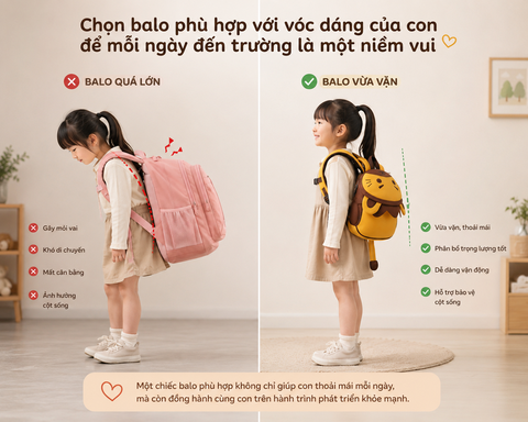 Vì sao bố mẹ không nên mua balo quá lớn cho con?