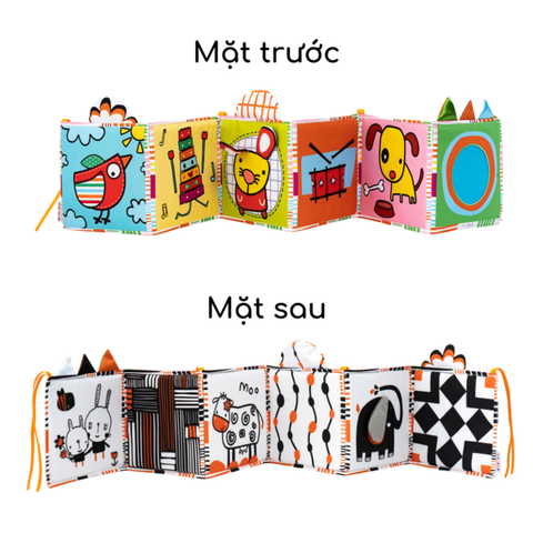 Quây cũi kiêm sách vải kích thích thị giác Lalala baby cho bé từ 0-12 tháng tuổi